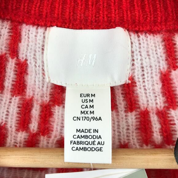 NWT H&M Loose-Fit Starry Night Jacquard-Knit Sweater Red M - Picture 6 of 8